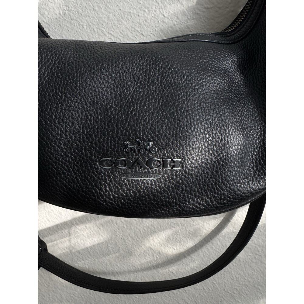 Coach Aria Black Leather Half Moon Crossbody Hobo Shoulder Bag Purse - Picture 7 of 16